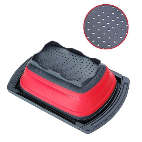 AussieSuperStore Homeware Supplies Collapsible Folding Silicone Kitchen Sink Space Saving Foldable Food Strainer Collapsible Folding Silicone Kitchen Sink Foldable Food Strainer CBSILSTRAINERRED